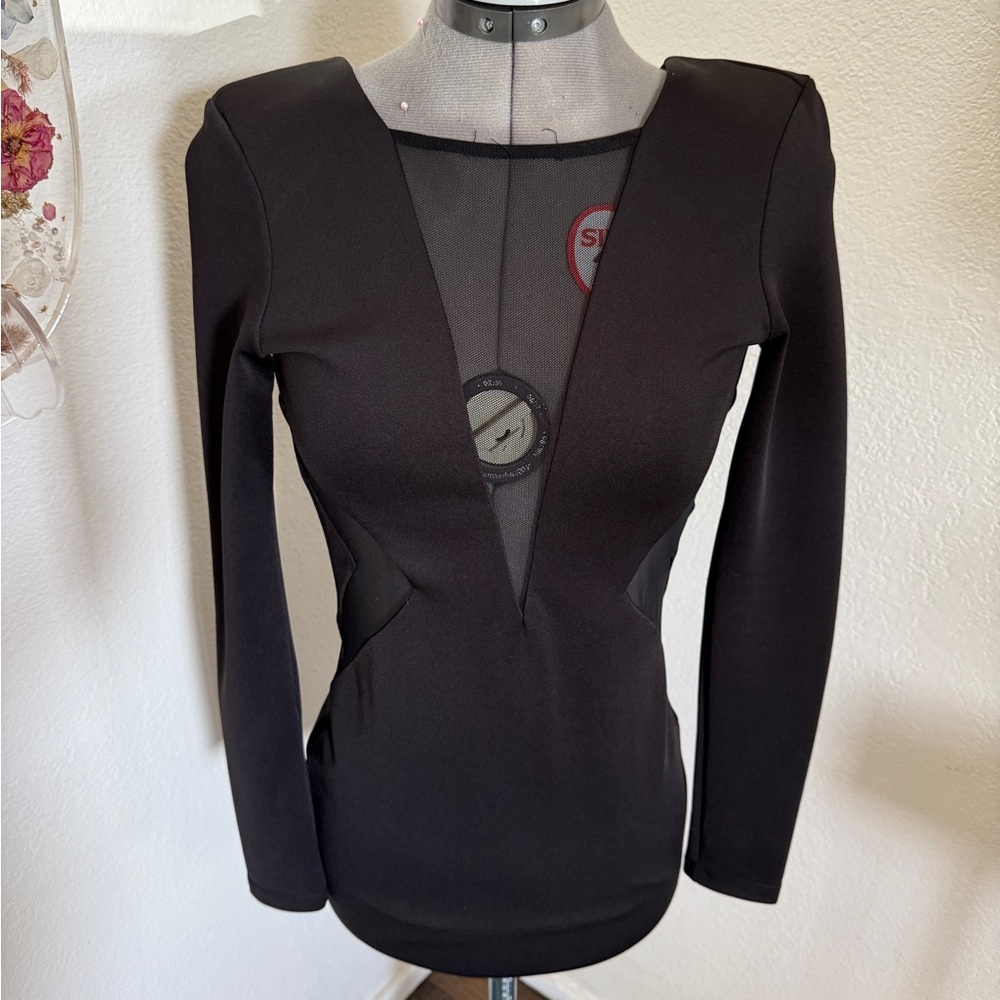 Arden B Black Mesh Mini Dresss